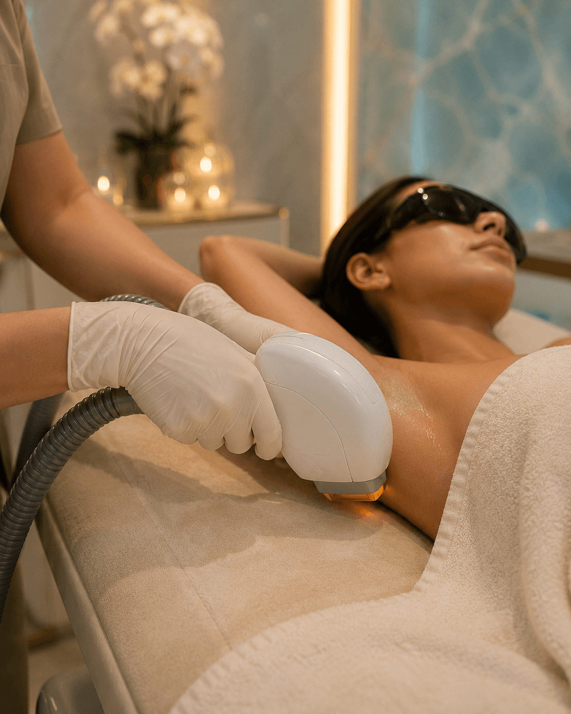 Clinix Quatrix laser hair removal treatment in progress